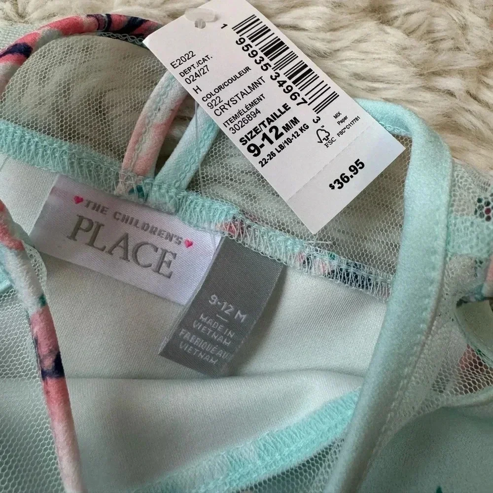 The Children’s Place floral mesh stretch dress size 9-12 months